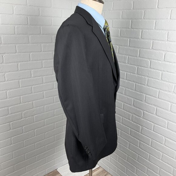 Hart Schaffner Marx Blazer Men 44L Black‎ Gold Trumpeter Wool Classic Career VTG - Picture 5 of 16
